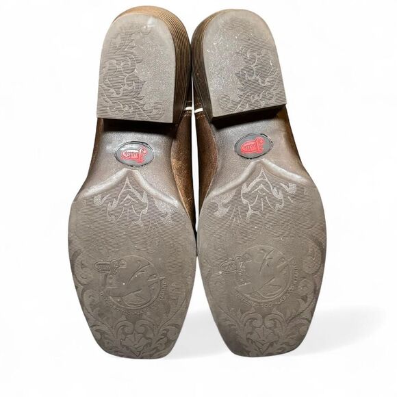 Justin Women’s Western Cowboy Boots Size 8B Brown Leather Heart Inlay Square Toe - Picture 6 of 7